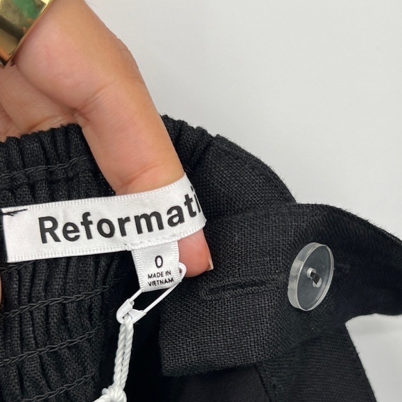 Reformation NWT SANTANA set black linen skirt and crop top NEW - Picture 4 of 8